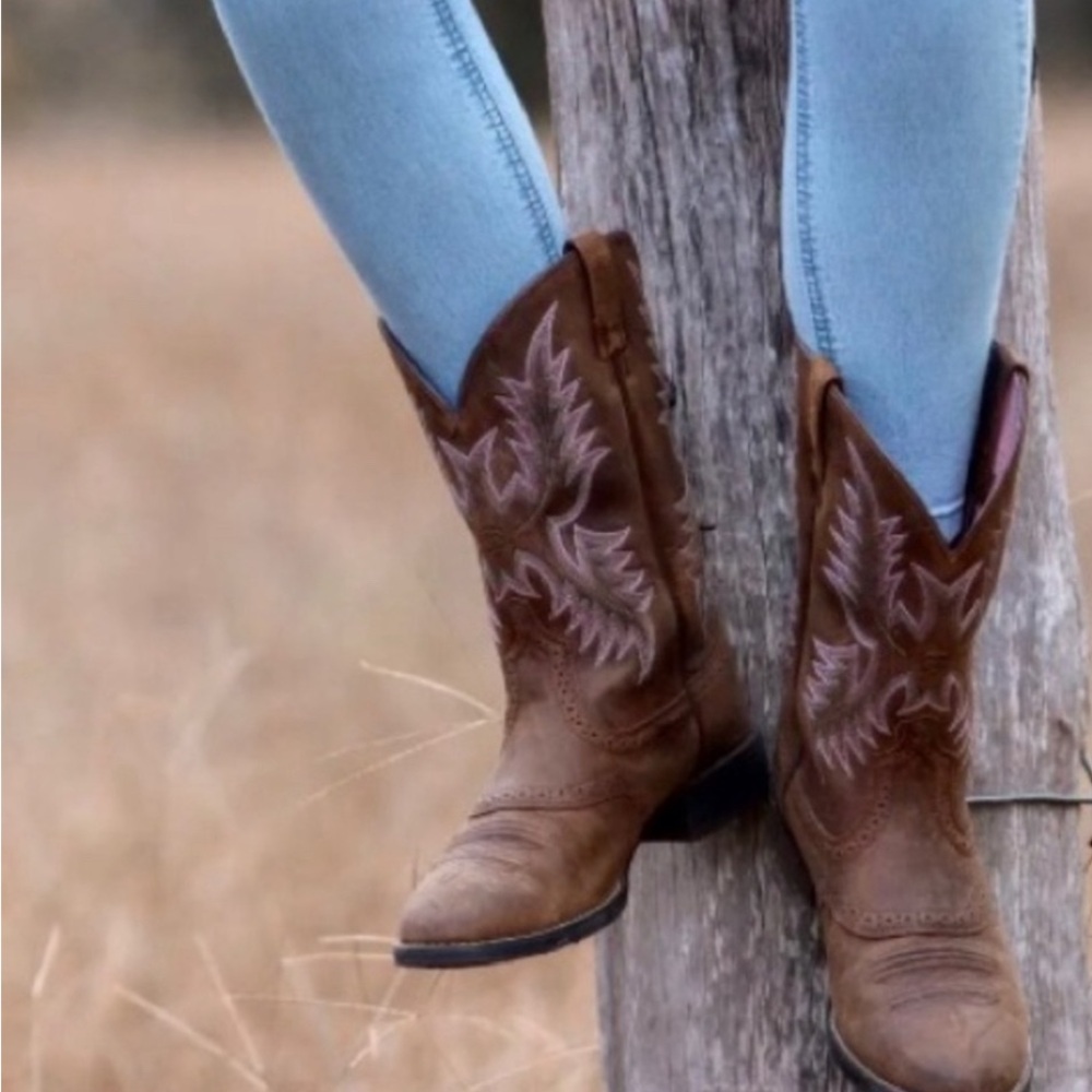 Ariat Brown Ankle Booties with Western Flair